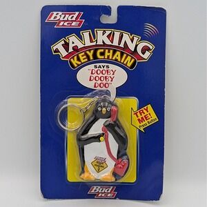 VTG 1997 Bud Ice Penguin Talking Keychain Dooby Dooby Doo Advertising Works New
